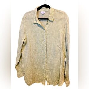 J.Jill Love Linen 100% Linen Long Sleeve Button Front Shirt